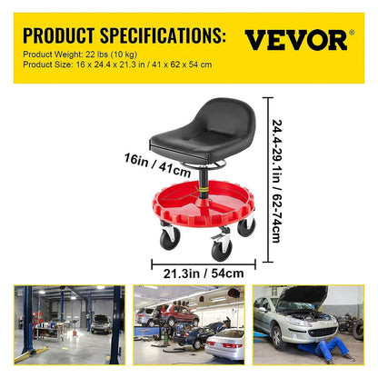 Mechanics Adjustable Swivel Stool with 135 KG Capacity and 360° Rotating Tray