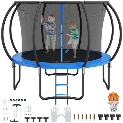 10FT Trampoline with Safety Net, Ladder, and Curved Poles - 150 kg Capacity