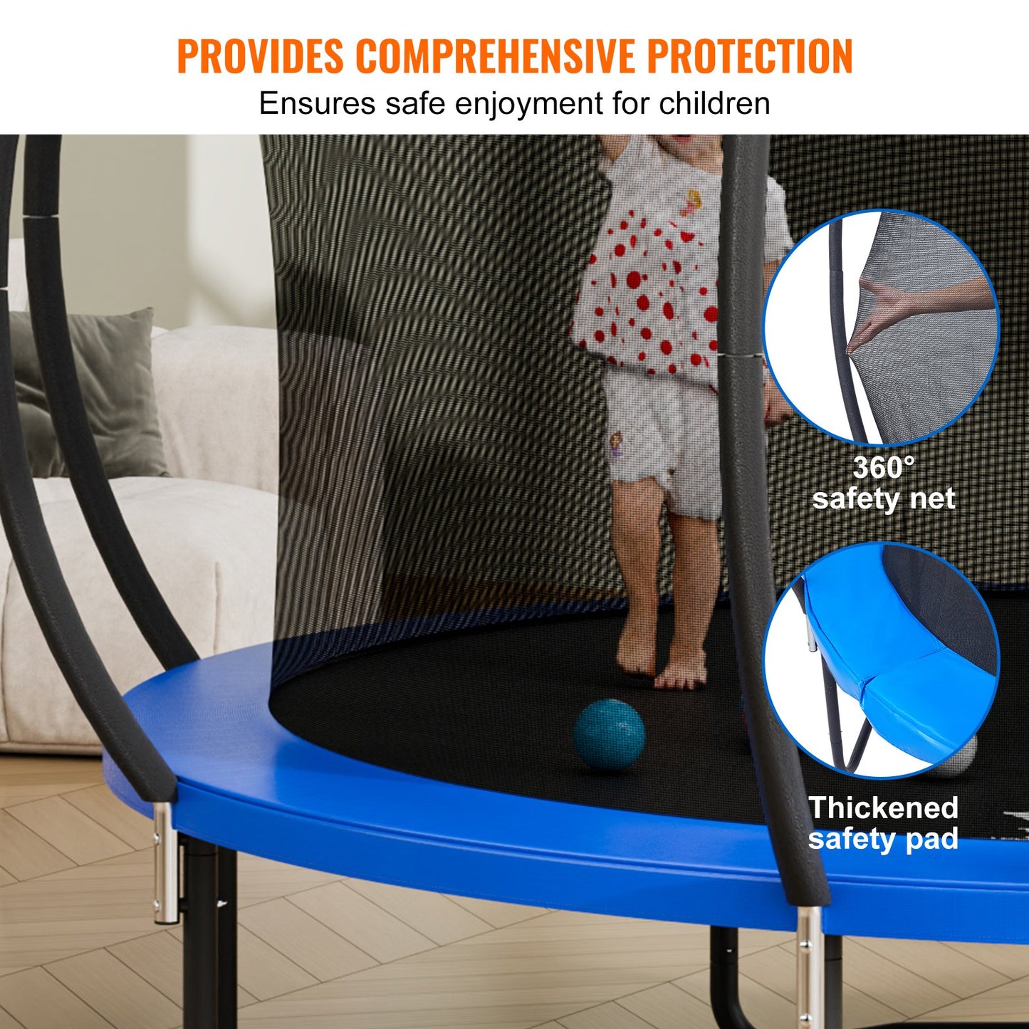 VEVOR 3.66m Trampoline, 181 kg Trampoline with Enclosure Net, Ladder, and Curved