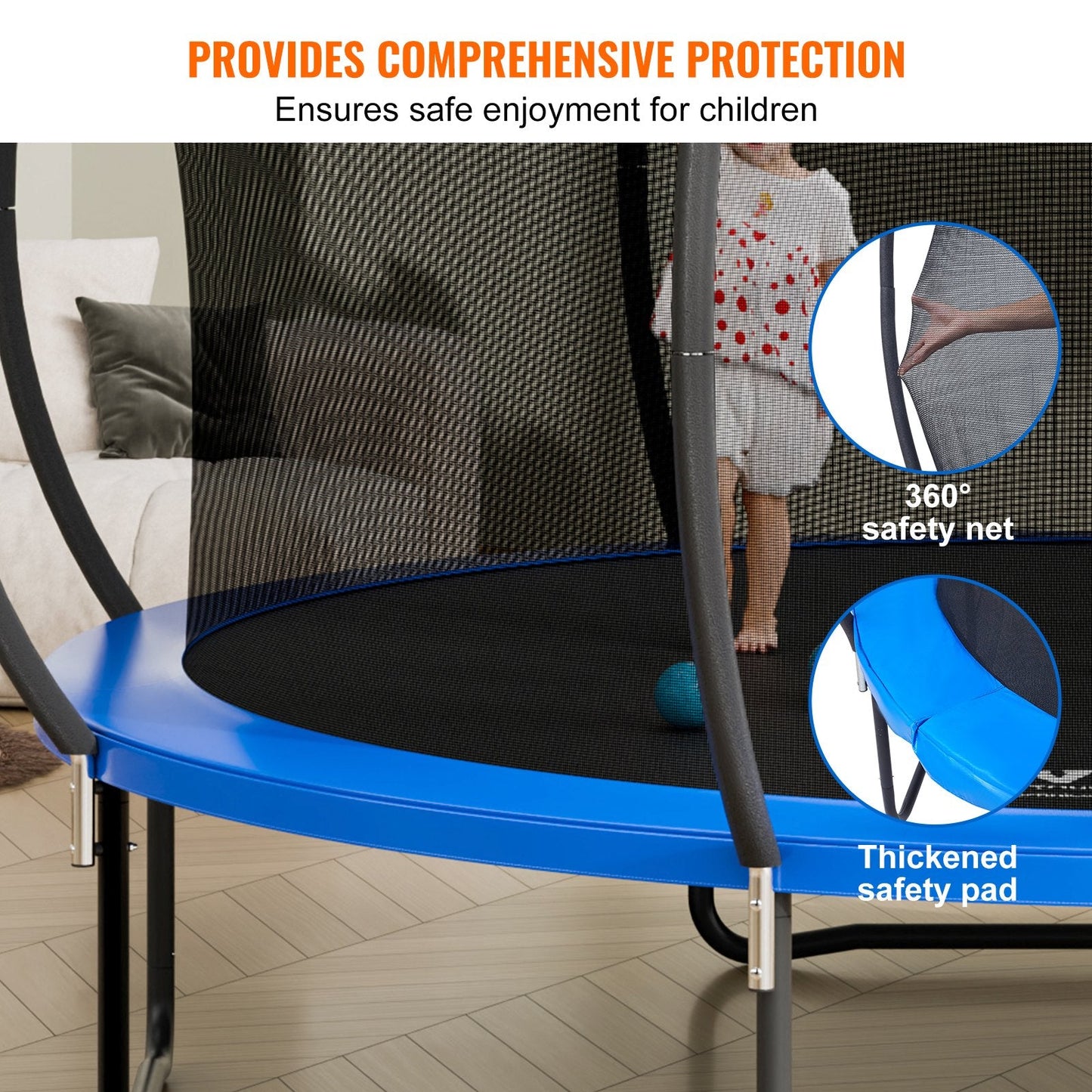 14m Outdoor Trampoline with Enclosure Net, Ladder & Curved Poles - 200kg Capacity