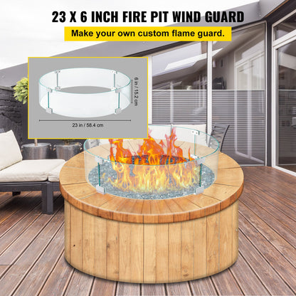 VEVOR Fire Pit Wind Guard, Glass Flame Guard, Round Glass Shield, 1/4-Inch Thick