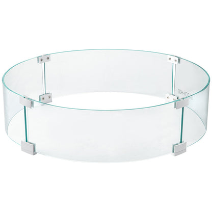Round Tempered Glass Wind Guard for Outdoor Fire Pits, 0.6 cm Thick, 58 cm Diameter
