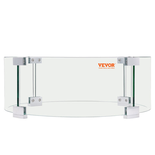 VEVOR Fire Pit Wind Guard, 23 x 23 x 8 Inch Glass Flame Guard, Round Glass Shield,