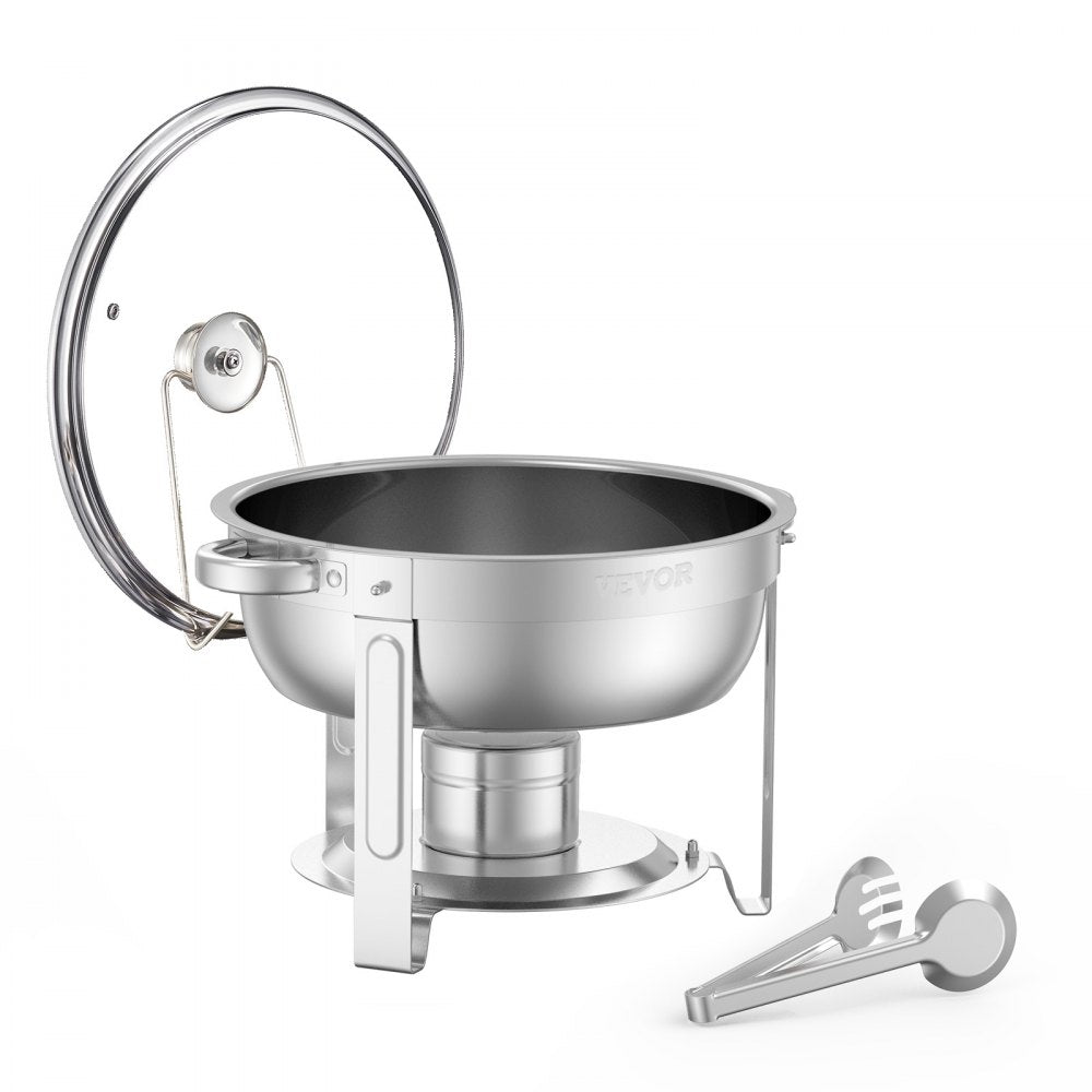 VEVOR 5 Qt 4 Pack Round Chafing Dish Buffet Set Full-Size Pan Stainless Steel