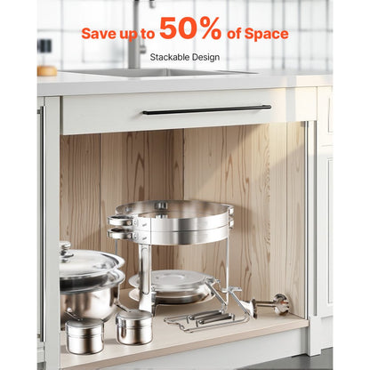 VEVOR 5 Qt 2 Pack Round Chafing Dish Buffet Set Full-Size Pan Stainless Steel