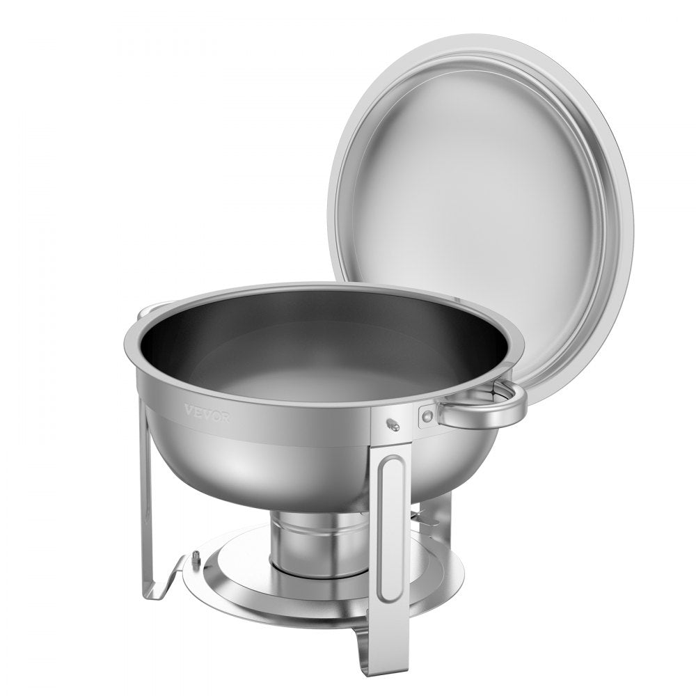 VEVOR 5 Qt 2 Pack Round Chafing Dish Buffet Set Full-Size Pan Stainless Steel
