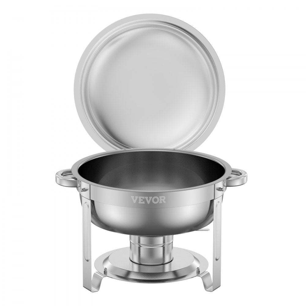 VEVOR 5 Qt 2 Pack Round Chafing Dish Buffet Set Full-Size Pan Stainless Steel