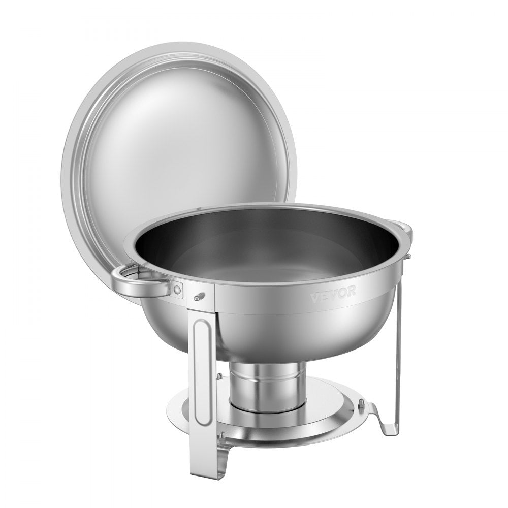 VEVOR 5 Qt 2 Pack Round Chafing Dish Buffet Set Full-Size Pan Stainless Steel