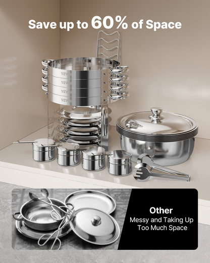 Chafing Dish Buffet Set, 5 Qt 4 Pack, Stainless Steel Chafer with 4 Full Size Pans, Round Catering Warmer Server with Lid Water Pan Folding Stand Clip, for Weddings Parties Banquets, Silver
