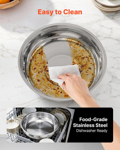 Chafing Dish Buffet Set, 5 Qt 4 Pack, Stainless Steel Chafer with 4 Full Size Pans, Round Catering Warmer Server with Lid Water Pan Folding Stand Clip, for Weddings Parties Banquets, Silver