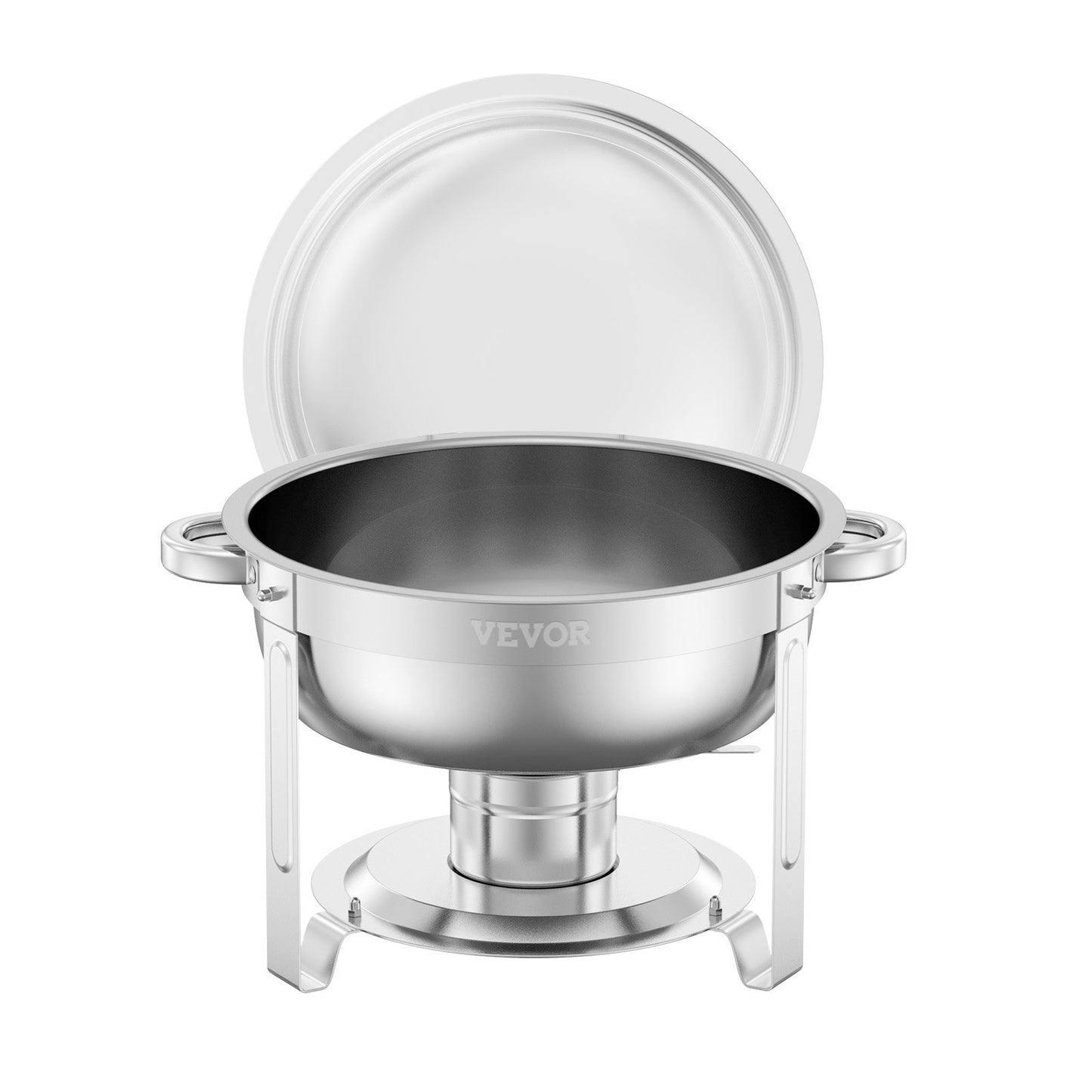 Chafing Dish Buffet Set, 5 Qt 4 Pack, Stainless Steel Chafer with 4 Full Size Pans, Round Catering Warmer Server with Lid Water Pan Folding Stand Clip, for Weddings Parties Banquets, Silver