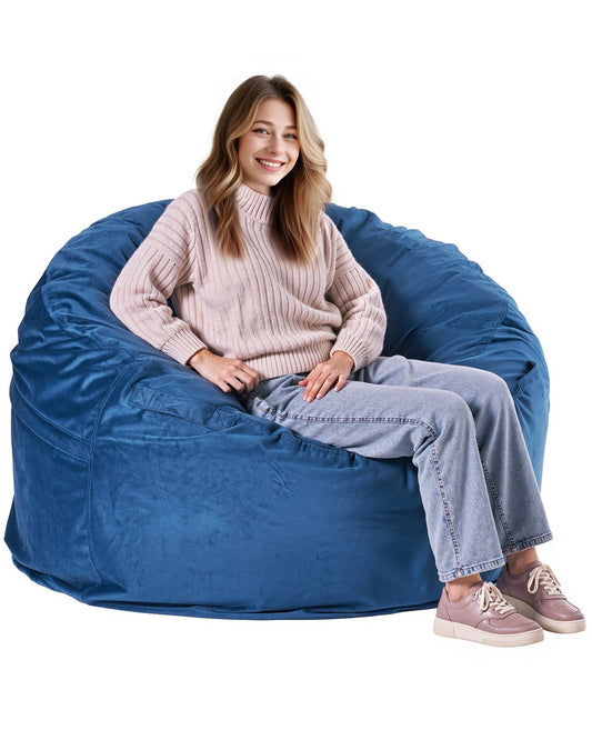 VEVOR Round Bean Bag Chair with Removable and Washable Cover for Adults Blue,1168 x 1168 x 635 mm