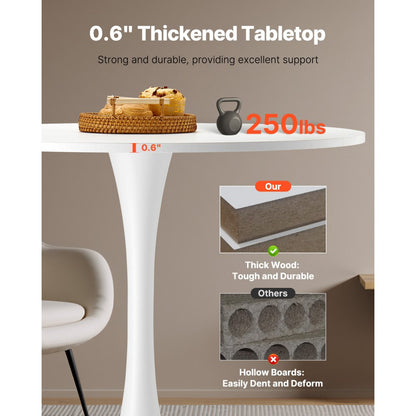 VEVOR 31.5 in Round Dining Table Wood Kitchen Table for 2-4 Person (Only Table)