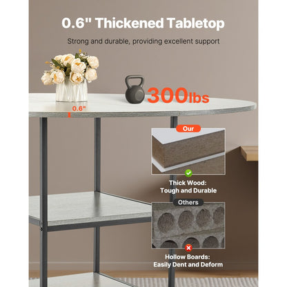 VEVOR 47 in Round Dining Table Wood Kitchen Table for 4-6 Person (Only Table)