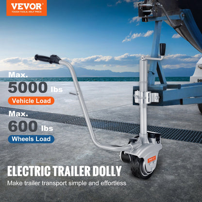 VEVOR Electric Trailer Dolly, 5000lbs Towing Capacity, 350W 12V Trailer Jockey Wheel