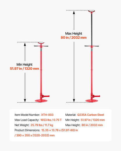 Underhoist Support Stand, 3/4 Ton Capacity Under Hoist Jack Stand, Lifting from 1320 mm to 2032 mm, Bearing Mounted Spin Handle, Foot Pedal Adjustment, Stable Base, Support Vehicle Components