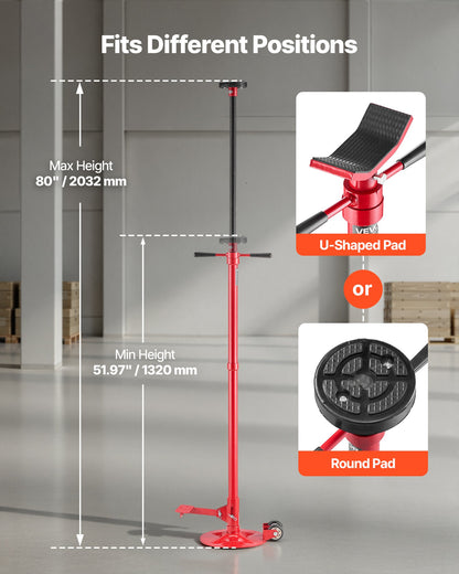 Underhoist Support Stand, 3/4 Ton Capacity Under Hoist Jack Stand with Two Wheels, Lifting from 1320 to 2032 mm, Bearing Mounted Spin Handle, Foot Pedal, Stable Base, Support Vehicle Components