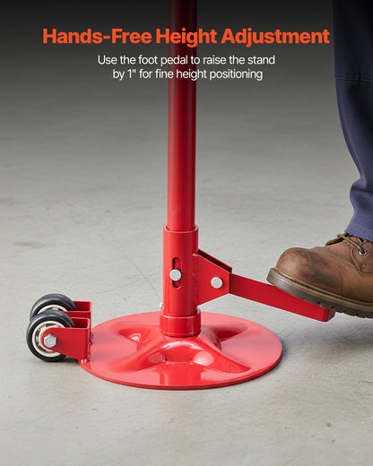 Underhoist Support Stand, 3/4 Ton Capacity Under Hoist Jack Stand with Two Wheels, Lifting from 1320 to 2032 mm, Bearing Mounted Spin Handle, Foot Pedal, Stable Base, Support Vehicle Components