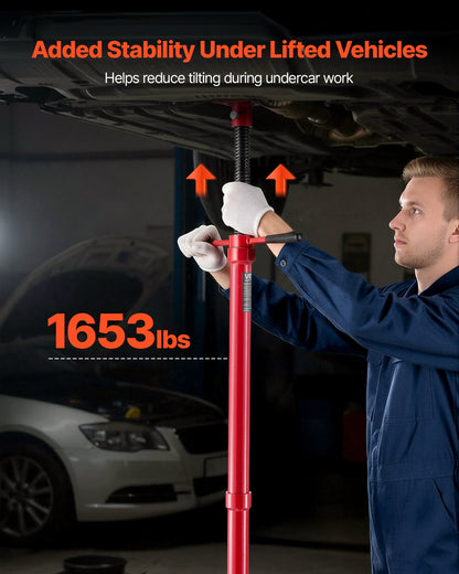Underhoist Support Stand, 3/4 Ton Capacity Under Hoist Jack Stand, Lifting from 1372 to 2130 mm, Bearing Mounted Spin Handle, Self-Locking Threaded Screw, Stable Base, Support Vehicle Components