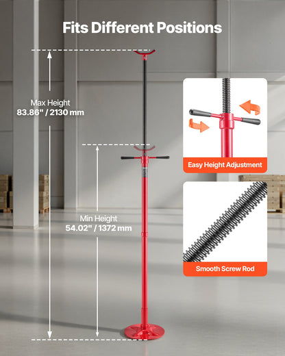 Underhoist Support Stand, 3/4 Ton Capacity Under Hoist Jack Stand, Lifting from 1372 to 2130 mm, Bearing Mounted Spin Handle, Self-Locking Threaded Screw, Stable Base, Support Vehicle Components