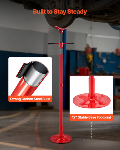 Underhoist Support Stand, 3/4 Ton Capacity Under Hoist Jack Stand, Lifting from 1372 to 2130 mm, Bearing Mounted Spin Handle, Self-Locking Threaded Screw, Stable Base, Support Vehicle Components