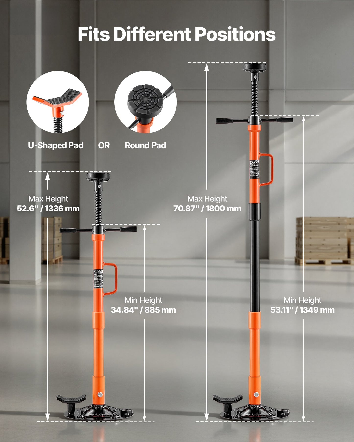 Underhoist Support Stand, 1 Ton Capacity Under Hoist Jack Stand with Handle, Adjustable Height, Bearing Mounted Spin Handle, Self-Locking Threaded Screw, Stable Base, Support Vehicle Components