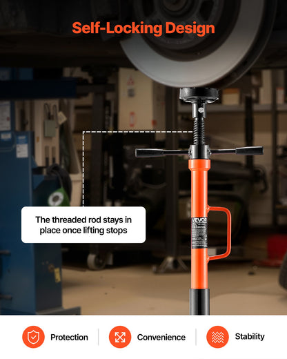 Underhoist Support Stand, 1 Ton Capacity Under Hoist Jack Stand with Handle, Adjustable Height, Bearing Mounted Spin Handle, Self-Locking Threaded Screw, Stable Base, Support Vehicle Components