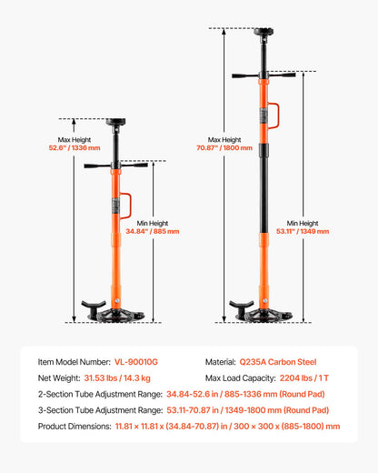 Underhoist Support Stand, 1 Ton Capacity Under Hoist Jack Stand with Handle, Adjustable Height, Bearing Mounted Spin Handle, Self-Locking Threaded Screw, Stable Base, Support Vehicle Components