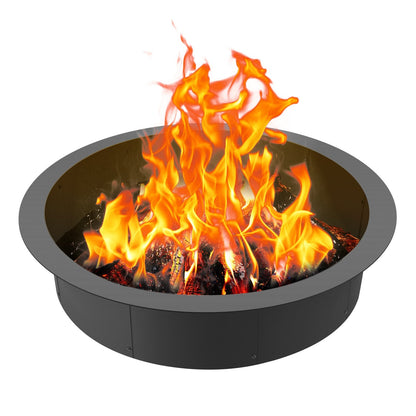 44-Inch Round Steel Fire Pit Ring with High-Temperature Coating for DIY