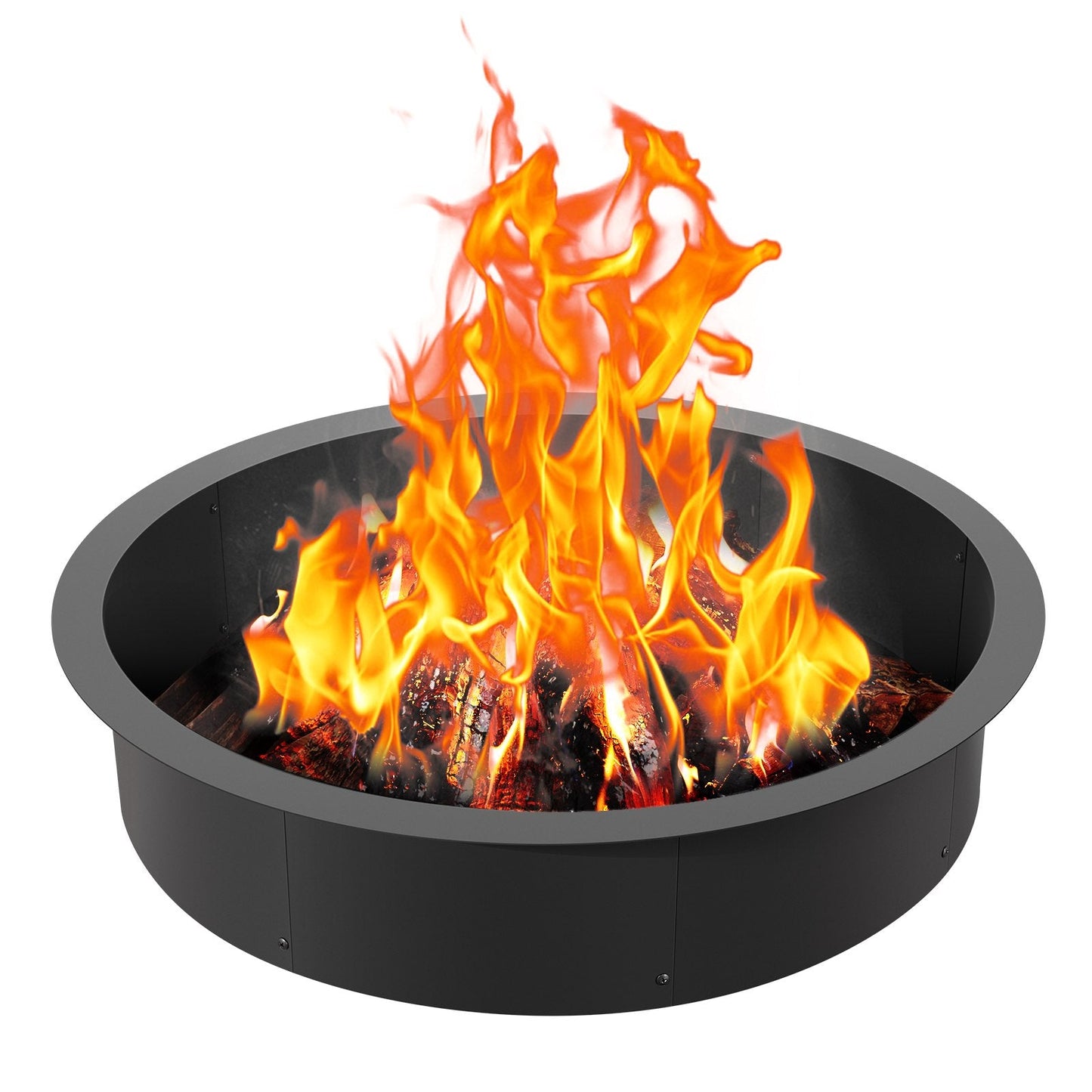 Round Steel Fire Pit Ring with High-Temp Coating, 1m Outer, 0.9m Inner, 8.83kg