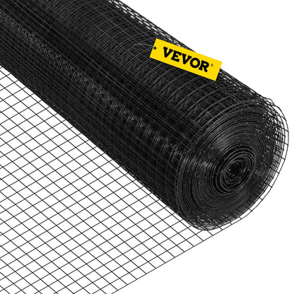 Hardware Cloth, 24\" x50\' & 1\"x1\" Mesh Size, Galvanized Steel Vinyl Coated 16 Gauge Welded Wire with A Cutting Plier & A Pair of Fabric Gloves, for Garden Fencing & Pet Enclosures, Black