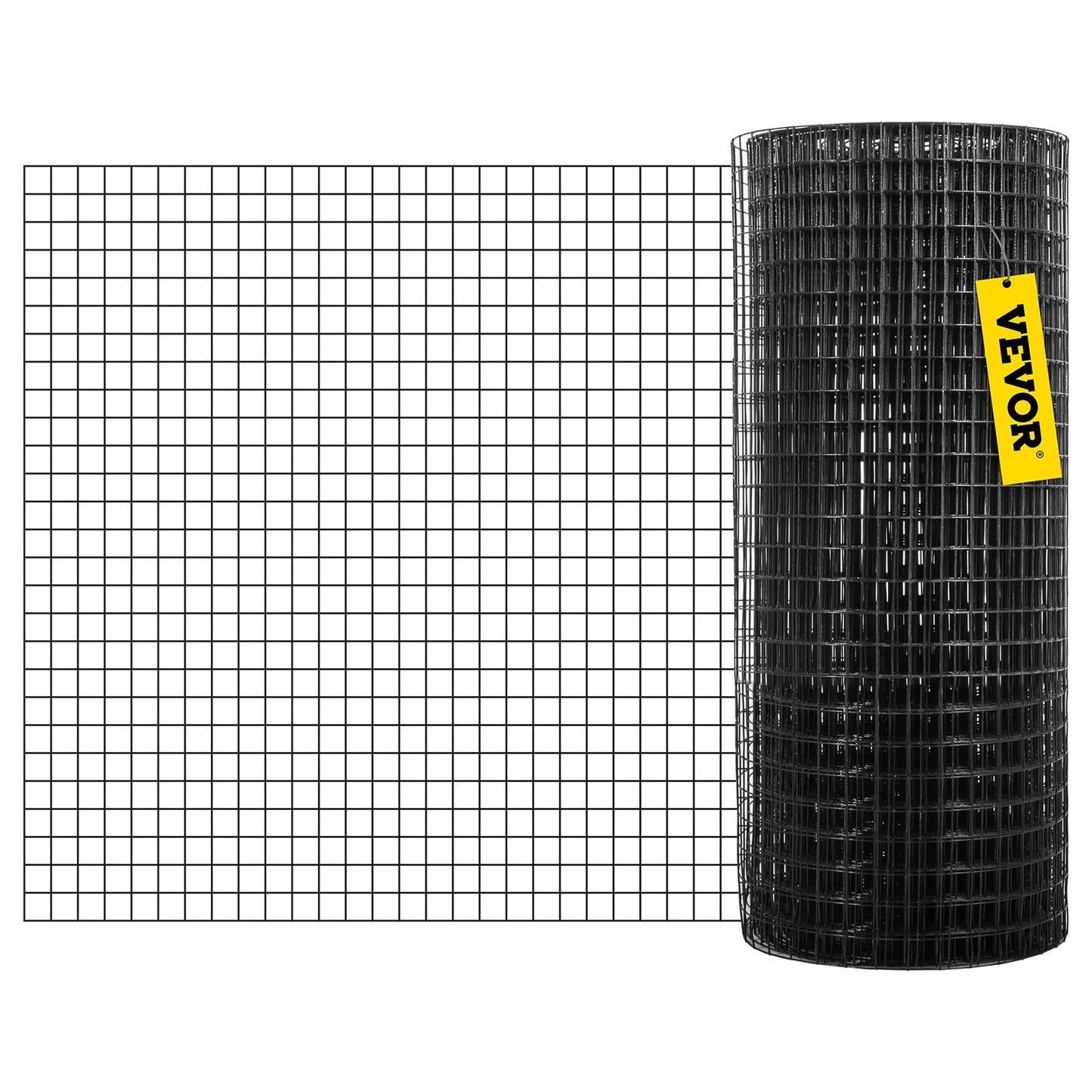 Hardware Cloth, 24\" x50\' & 1\"x1\" Mesh Size, Galvanized Steel Vinyl Coated 16 Gauge Welded Wire with A Cutting Plier & A Pair of Fabric Gloves, for Garden Fencing & Pet Enclosures, Black