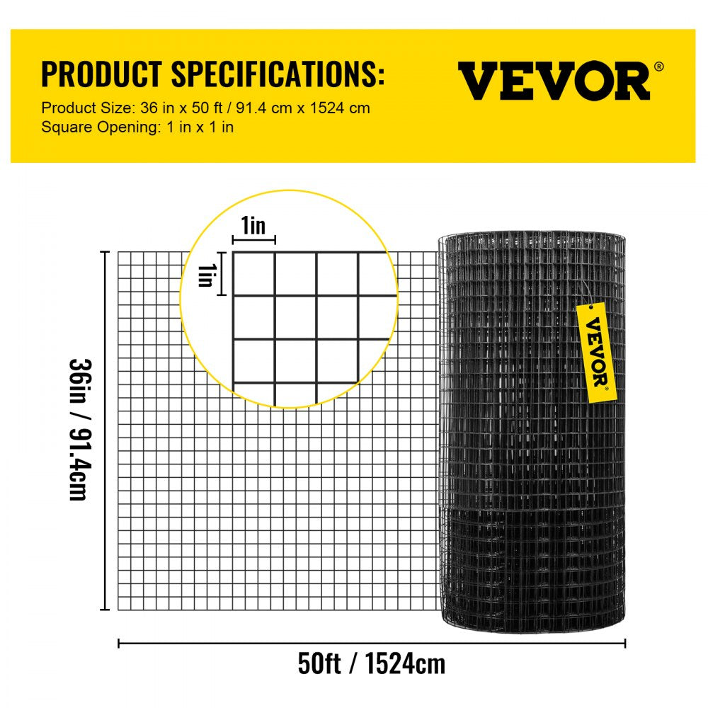Welded Wire Fence Vinyl Coated Chicken Mesh 2.5x2.5 cm 16 Gauge 91x1524 cm