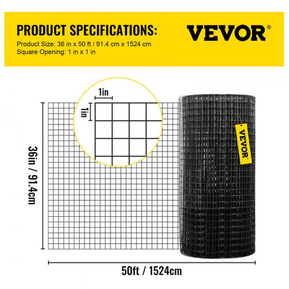 Welded Wire Fence Vinyl Coated Chicken Mesh 2.5x2.5 cm 16 Gauge 91x1524 cm
