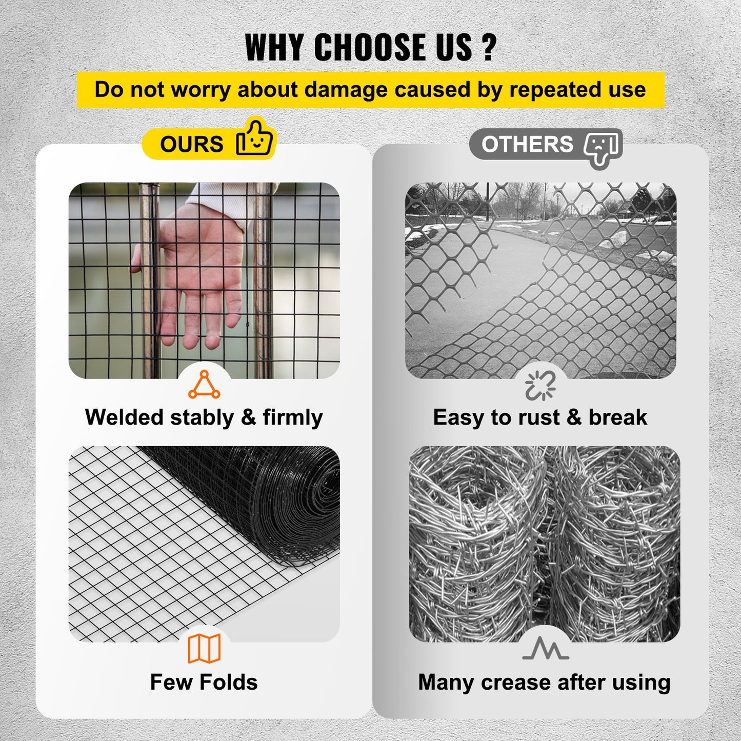 VEVOR Hardware Cloth, 48\" x 50\' & 1\"x1\" Mesh Size, Galvanized Steel Vinyl Coated
