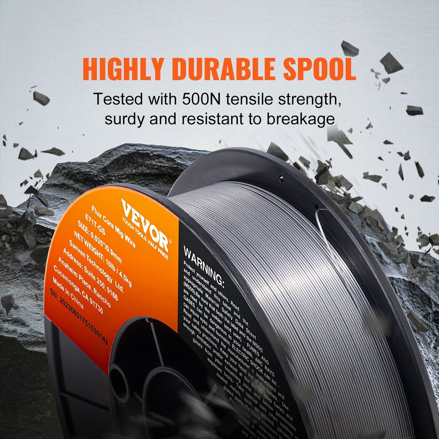 Gasless Flux Core MIG Welding Wire E71T-GS, 0.9 mm, 4.5 kg Spool, Mild Steel