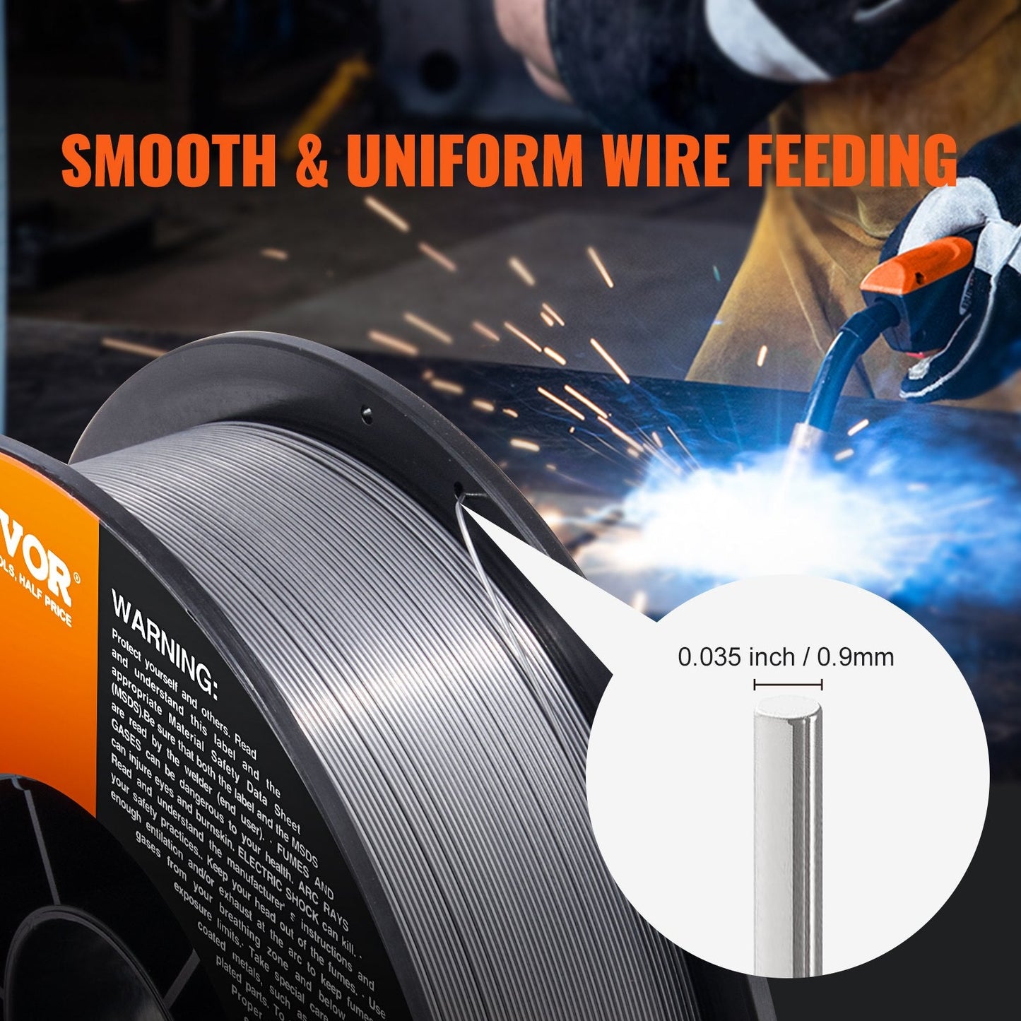 Gasless Flux Core MIG Welding Wire E71T-GS, 0.9 mm, 4.5 kg Spool, Mild Steel