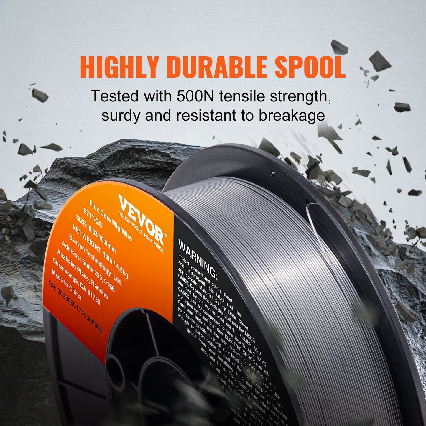 Gasless MIG Welding Wire, E71T-GS 0.8mm 4.5kg, Low Spatter for Outdoor Use