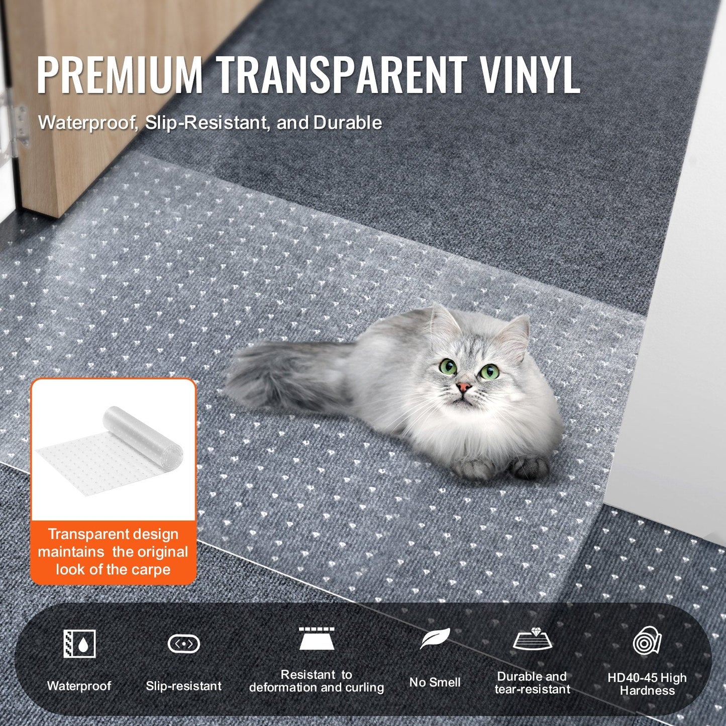 Pet-Friendly Scratch-Proof PVC Carpet Protector, 0.38m x 1.10m, Transparent Mat