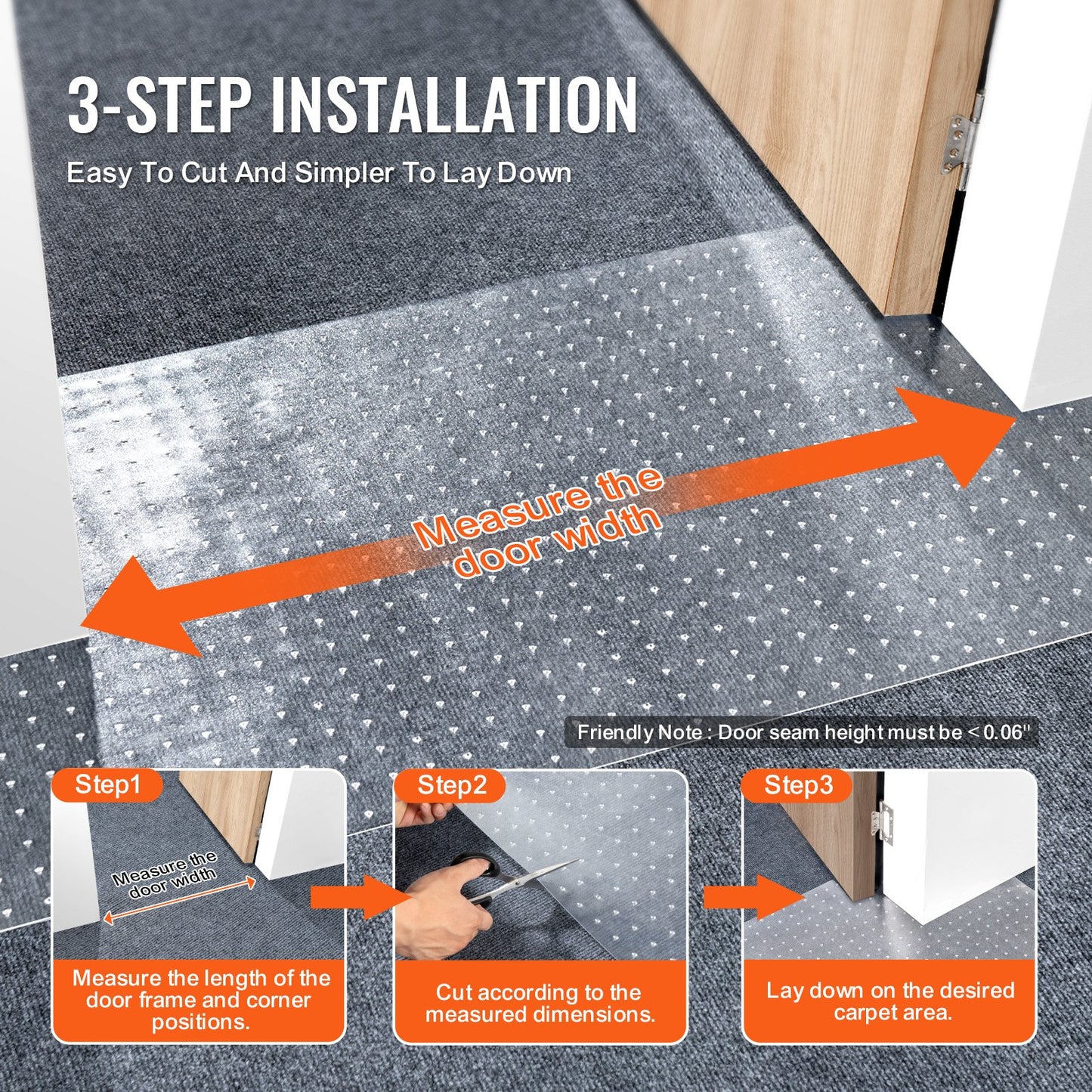 VEVOR Carpet Protector for Pets, 15" x 4' PVC Scratch-Proof Cat Carpet Protector