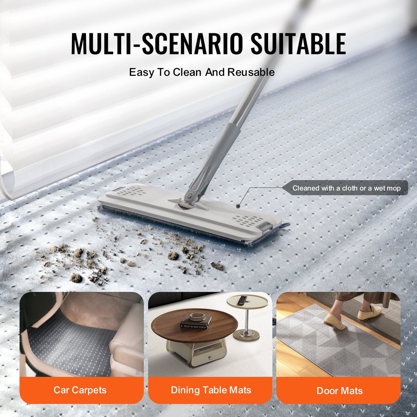 Scratch-Resistant PVC Carpet Protector for Pets, 0.61m x 7.62m, Transparent Mat