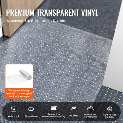 Pet-Friendly PVC Carpet Protector, Scratch-Proof, 0.61m x 3.66m, Transparent Mat