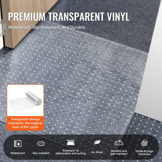 Pet-Friendly PVC Carpet Protector, Scratch-Proof, 0.61m x 3.66m, Transparent Mat