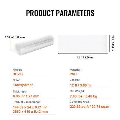 Pet-Friendly PVC Carpet Protector, Scratch-Proof, 0.61m x 3.66m, Transparent Mat