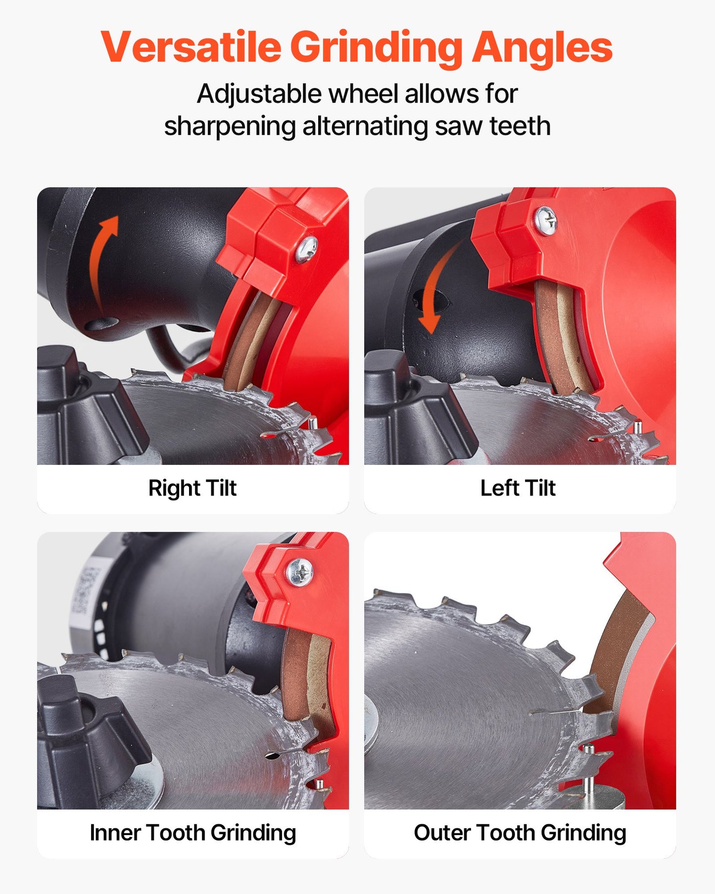 Circular Saw Blade Sharpener, 370W 2890RPM Rotary Angle Mill Grinder Sharpening Machine with 125mm Grinding Wheel & 6 Saw Centerings - Fits Φ80mm to Φ700mm Circular Saw Blades