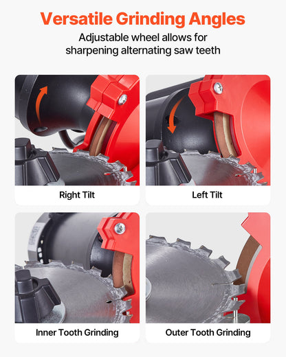 Circular Saw Blade Sharpener with Water Tank, 370W 2890RPM Rotary Angle Mill Grinder, Water Injection Sharpening Machine with 125mm Grinding Wheel - Fits Φ80mm to Φ700mm Circular Saw Blades