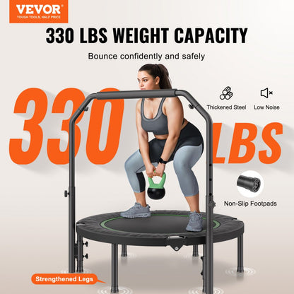 VEVOR 40" Foldable Mini Fitness Trampoline Adults Exercise Rebounder with Handle