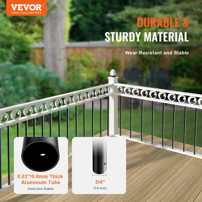 Aluminum Staircase Balusters, 19mm x 0.81m, Matte Black, 101 Pack with Screws