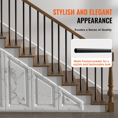 VEVOR Staircase Metal Balusters, 3/4'' Round x 32'' Long Aluminum Decorative Banister