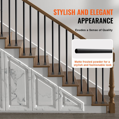 Aluminum Staircase Balusters, 19mm x 0.81m, Matte Black, 101 Pack with Screws